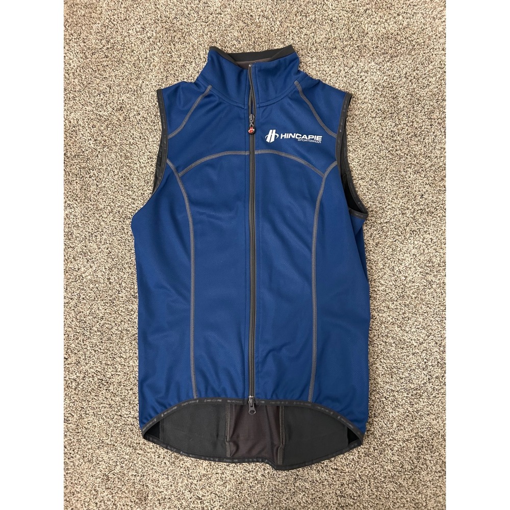 Hincapie Sportswear Mens Cycling Vest Blue Gray Full Zip Reflective Size Small